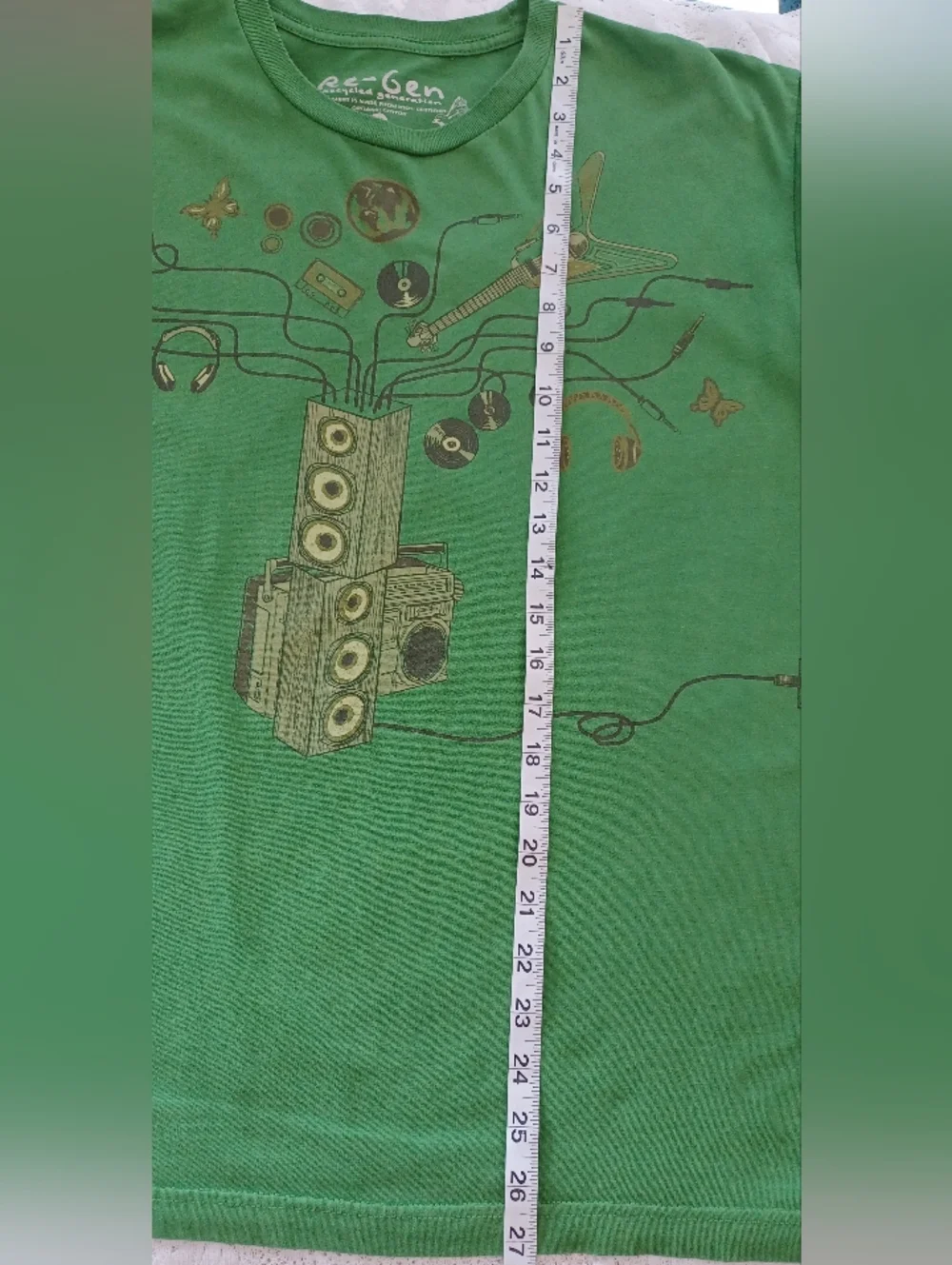 Re-Gen RECYCLED GENERATION RETRO MUSIC MOTIF GRAPHIC PRINT TEE XL* (RUNS SHORT) - Picture 9 of 10
